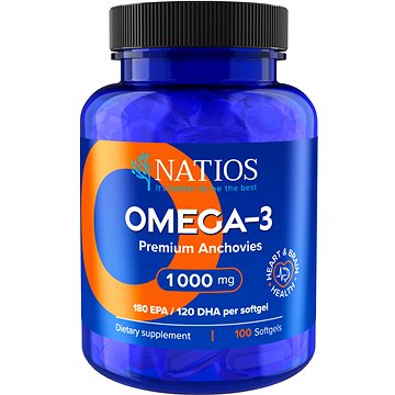 

NATIOS Omega-3 Premium Anchovies, 1000 mg, 100 softgel kapslí