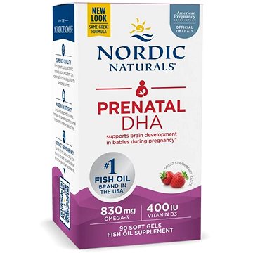 

Nordic Naturals Prenatální DHA, jahoda, 90 kapslí
