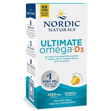 

Nordic Naturals Ultimate Omega-D3 1280 mg, citrón, 120 softgel kapslí