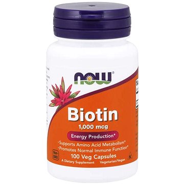 

NOW Biotin, 1000 mcg, 100 rostlinných kapslí