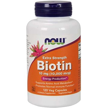 

NOW Biotin, 10 mg Extra Strength, 120 rostlinných kapslí
