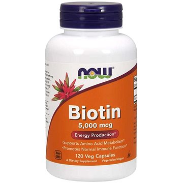 

NOW Biotin, 5000 ug, 120 rostlinných kapslí