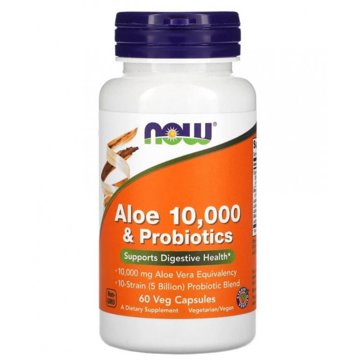 

NOW Foods Aloe 10,000 & Probiotika, 60 veg kapslí