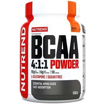 Nutrend BCAA Mega Strong Powder, 500 g, pomeranč - Aminokyseliny