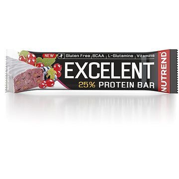 Nutrend EXCELENT protein bar, 85 g, černý rybíz s brusinkami - Proteinová tyčinka