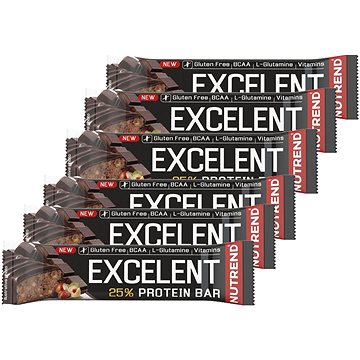 

Nutrend EXCELENT protein bar, 6 x 85 g, čokoláda s oříšky