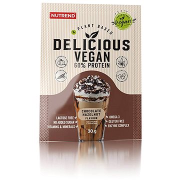 

Nutrend Delicious Vegan Protein, 5x30 g, čokoláda+lískový ořech