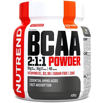 Nutrend BCAA Mega Strong Drink (2:1:1), 400 g, pomeranč - Aminokyseliny