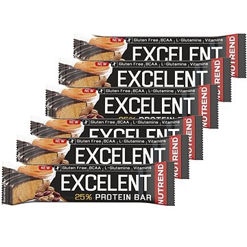 

Nutrend EXCELENT protein bar, 6 x 85 g, arašídové máslo v mléčné čokoládě