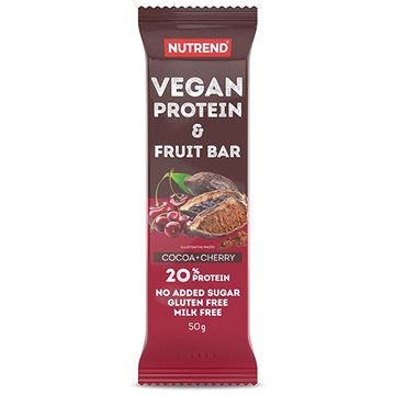 Nutrend Vegan Protein Fruit Bar 50 g, kakao +  třešeň - Proteinová tyčinka