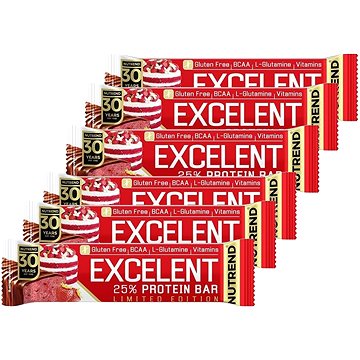

Nutrend EXCELENT protein bar, 6 x 85 g, jahodový dort