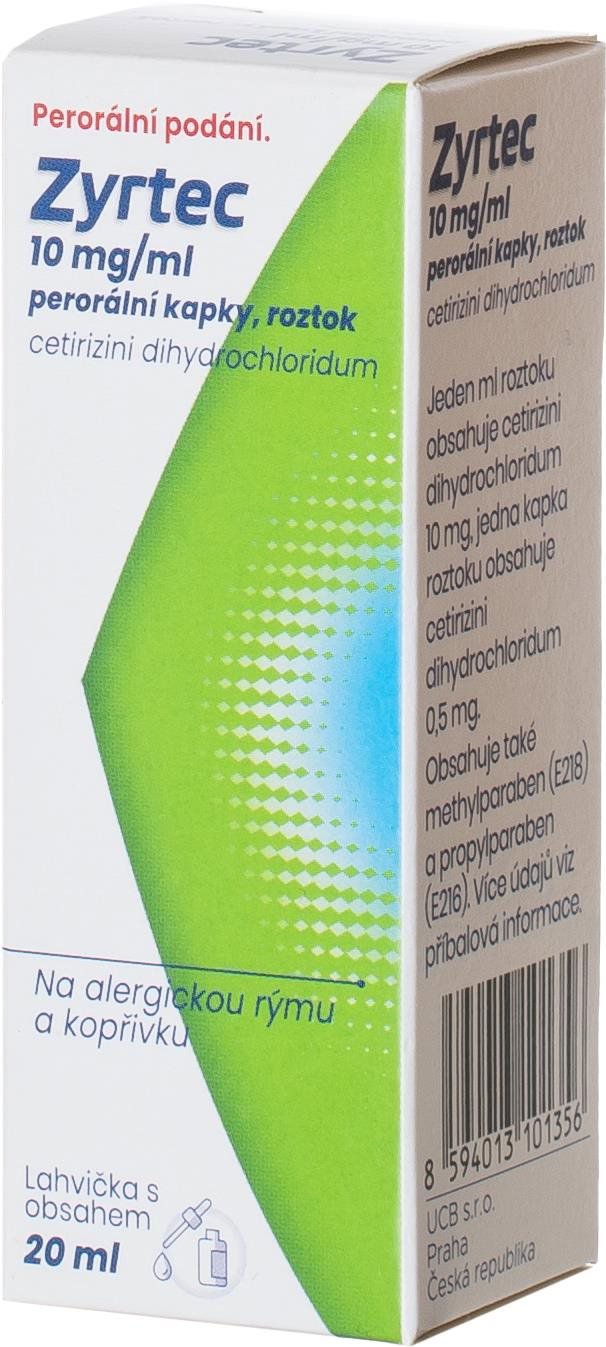 

Zyrtec 10 mg/ml perorální kapky, roztok 20 ml
