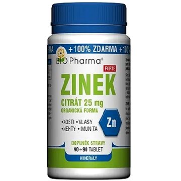 

Bio-Pharma Zinek citrát Forte 25 mg 90 + 90 tablet
