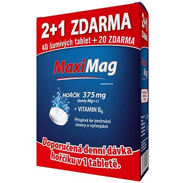 

MaxiMag Hořčík + B6 2 + 1 zdarma 60 tablet