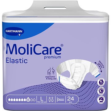 

Kalhotky zalepovací Molicare Elastic 8 kapek L boky 115-145 cm, 3200 ml, 24 ks
