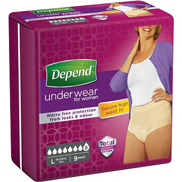 

Depend Super pro ženy L natahovací kalhotky 9 ks