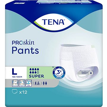 

Tena Pants Super Large kalhotky absorpční natahovací, boky 100-135 cm, 12 ks