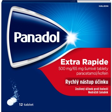 

Panadol Extra Rapide 500 mg/65 mg, šumivé tablety na bolest a snížení horečky 12 tablet