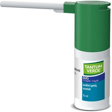 

Tantum Verde Duo 1,5 mg/ml + 5 mg/ml orální sprej, roztok 15 ml