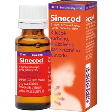 

Sinecod 5 mg/ml, kapky pro děti proti suchému kašli 20 ml
