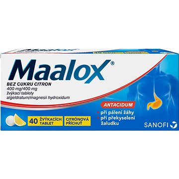 

Maalox bez cukru citron 40 žvýkacích tablet