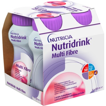 

Nutridrink Multi Fibre s příchutí jahodovou 4 × 200 ml