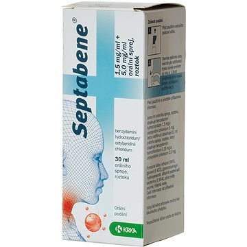 

Septabene 1,5 mg/ml + 5,0 mg/ml orální sprej 30 ml