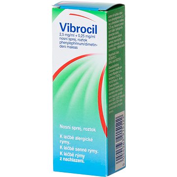 

Vibrocil 2,5 mg/ml+0,25 mg/ml, nosní sprej při léčbě rýmy 15 ml
