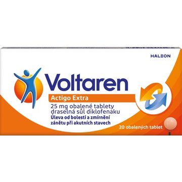 

Voltaren Actigo Extra 25 mg tablety proti bolesti 20 ks
