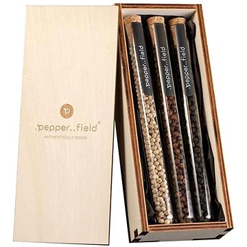 

.pepper..field Sada malých zkumavek s Kampotským pepřem v dárkové krabičce (3x10g)