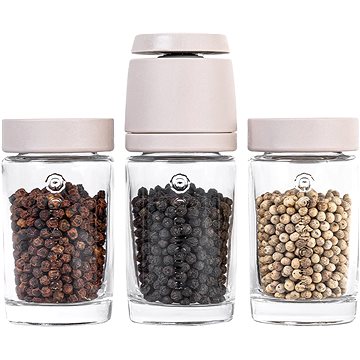 

.pepper..field Mlýnek na pepř CrushGrind se 2 skleněnými zásobníky a 3 × 50 g pepře