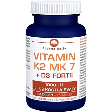 

Pharma Activ Vitamin K2 MK7 + D3 Forte 1000 I.U. 125 tablet