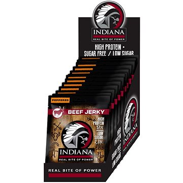 

Indiana Jerky hovězí Peppered 375g - display (15 x 25g)