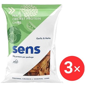 

SENS Protein chipsy s cvrččím proteinem 3 x 80g, česnek & bylinky