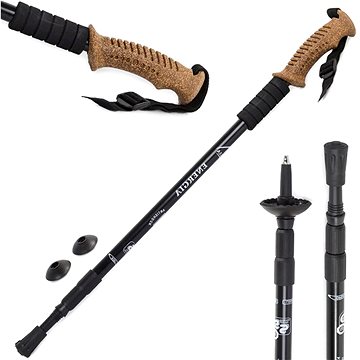 

Nordic Walking s ergonomickou, korkovou rukojetí, 135 cm, 2 ks, černé
