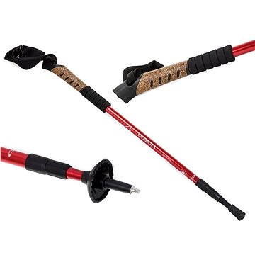 

Nordic Walking s korkovou rukojetí, 135 cm, 2 ks, červené