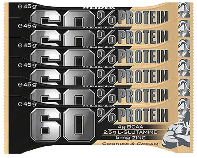 

Weider 60% Protein bar, cookies&cream 6 x 45g