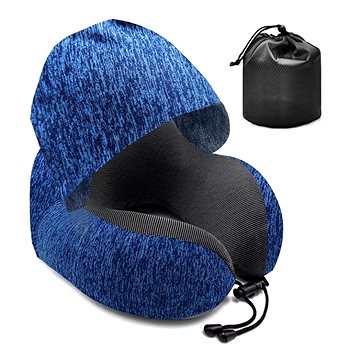

Take it shop Cestovní polštář z paměťové pěny s integrovanou kapucí, modrý