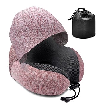 

Take it shop Cestovní polštář z paměťové pěny s integrovanou kapucí, růžový