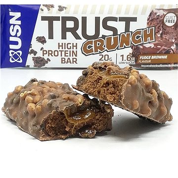 USN Trust Crunch, 12 tyčinek po 60g, čokoládové brownies - Proteinová tyčinka