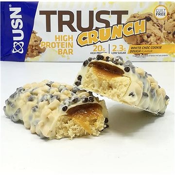 USN Trust Crunch, 12 tyčinek po 60g, bílá čokoláda se sušenkou - Proteinová tyčinka