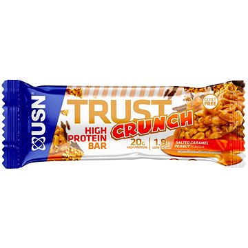 USN Trust Crunch, 60g, karamel s arašídy - Proteinová tyčinka