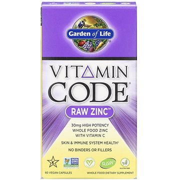 

Garden of life Vitamin Code Raw Zinc 15 mg (zinek + vitamín C), 60 kapslí