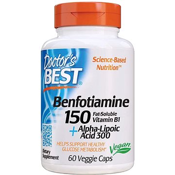 

Doctor's Best Vitamin B1 s kyselinou lipoovou, 150 mg, 60 rostlinných kapslí
