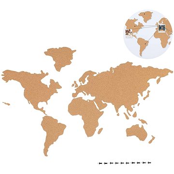 

Sortland Korková mapa na zeď nalepovací - hnědá