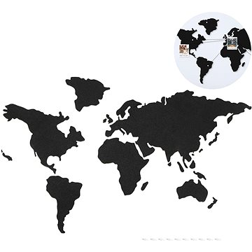 

Sortland Korková mapa na zeď nalepovací - černá