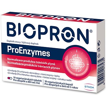 

Biopron ProEnzymes, probiotika, úleva při nadýmání a dietních chybách, 10 tobolek