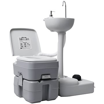 

Sada přenosného kempingového WC a umyvadla na mytí rukou šedá
