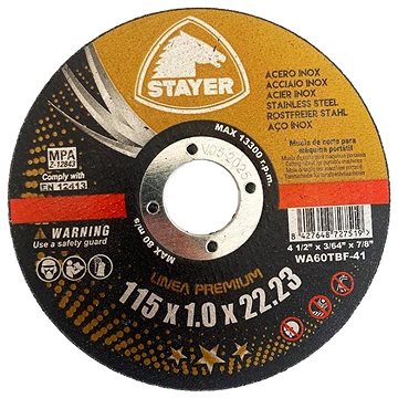 

Stayer Kotouč řezný na kov Premium T41, 115 × 1 × 22,23 mm