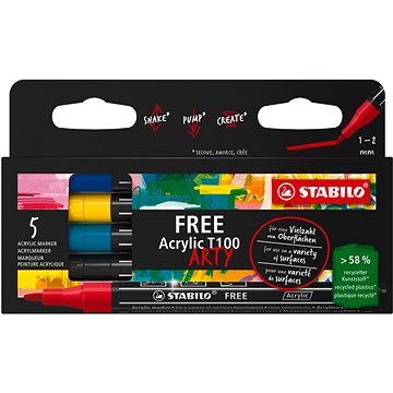

STABILO FREE Acrylic T100 1 - 2 mm, Royal - balení 5 barev